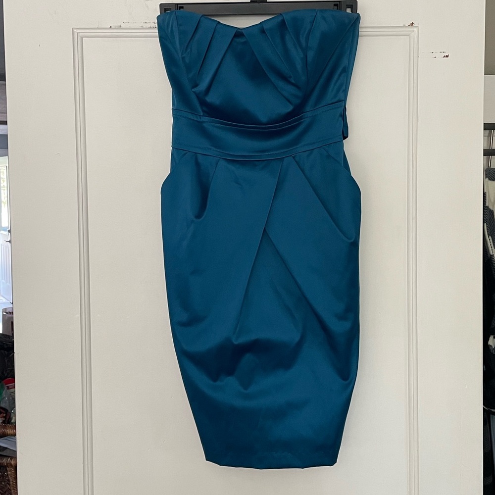Strapless Teal Mini Dress